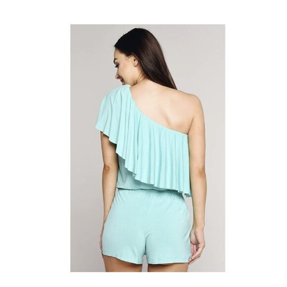 TRINA TURK Sunshine Covers One Shoulder Ruffle Romper - Picture 6 of 6
